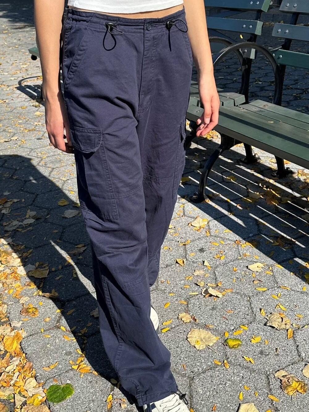Brandy Melville Navy Wide-Leg Cargo Joggers